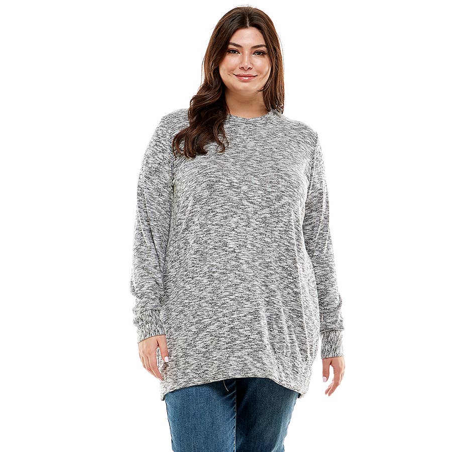 ATP-2301HCX-Plus Size Long Sleeve Pullover Sweater Tunic | Made in USA | Azules Wholesale