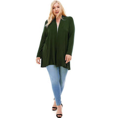 AJK-3001RSX Plus Size Long Sleeve Open Front Drape Cardigan | Made in USA | Azules Wholesale