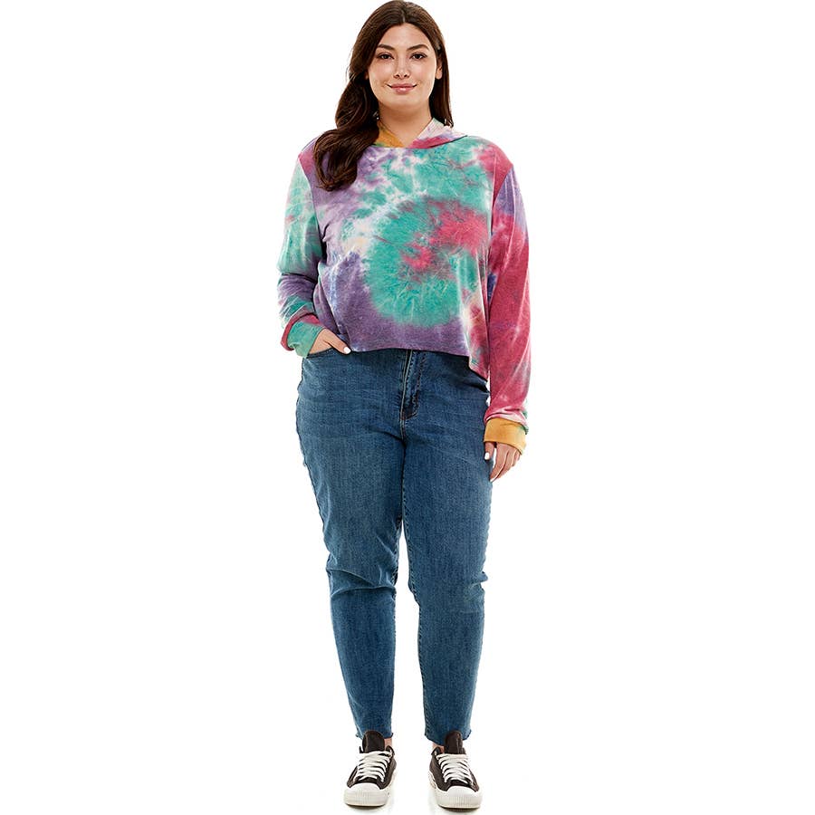 ATP-2332FTX-Plus Size Women's Hooded Long Sleeves Tie Dye to | Made in USA | Azules Wholesale