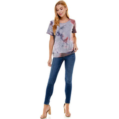 ATP-2328FT-Women's French Terry Tie Dye Top with Band | Made in USA | Azules Wholesale