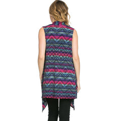 AJK-2071PR- Multi Print Sleeveless Cardigan Vest | Made in USA | Azules Wholesale