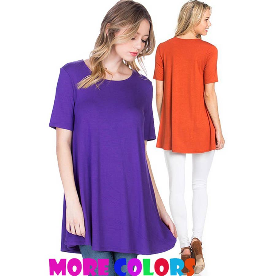 ATP-2268RS Short Sleeve A-Line Tunic | Made in USA | Azules Wholesale