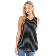 ATP-2308RS-AZULES Women's Stripe Print Casual Sleeveless Top | Made in USA | Azules Wholesale