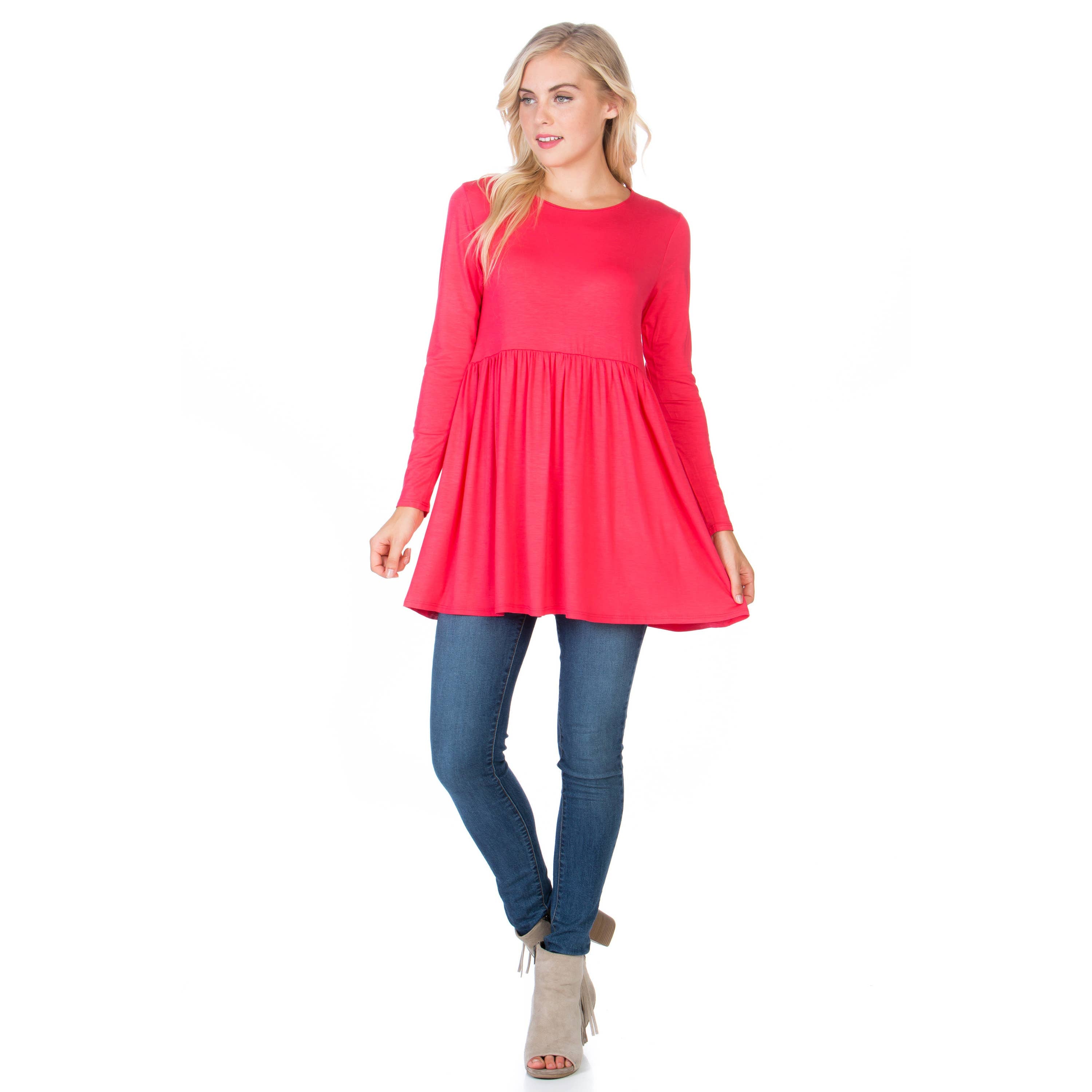 ATP-2271RS Long Sleeve Ruffle Hem Tunic | Made in USA | Azules Wholesale