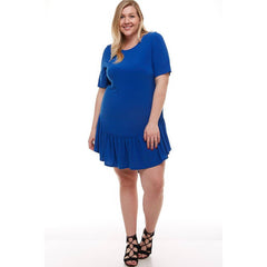 ADS-8265PSX Plus Size Mini Dress with Ruffle Hem | Made in USA | Azules Wholesale