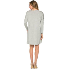 ADS-8225RS Long Sleeve Above The Knee Loose Fit Tunic Dress | Made in USA | Azules Wholesale