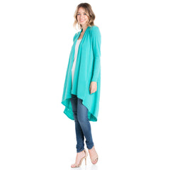 AJK-2063HC Super Soft Open Front Drape High Low Long Cardi | Made in USA | Azules Wholesale
