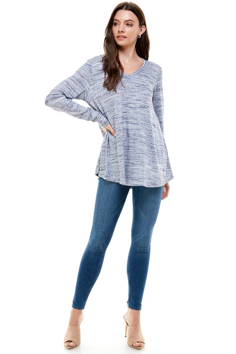 ATP-2324HC-A04-Women's V Neck Long Sleeves Tunic Top | Made in USA | Azules Wholesale