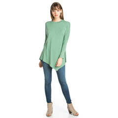 ATP-2262RS Asymmetric Crew Neck Long Sleeve Tunic | Made in USA | Azules Wholesale