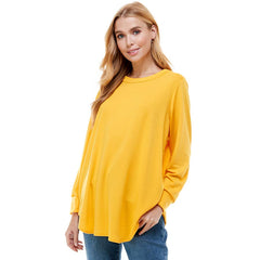 ATP-2321FT-Women's Oversized Long Sleeve Crew Neck Tunic | Made in USA | Azules Wholesale