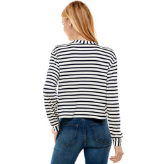 ATP-2331RS-Women's Crew Neck Stripe Print Long Sleeves Top | Made in USA | Azules Wholesale