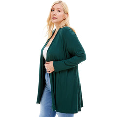 AJK-3001RSX Plus Size Long Sleeve Open Front Drape Cardigan | Made in USA | Azules Wholesale