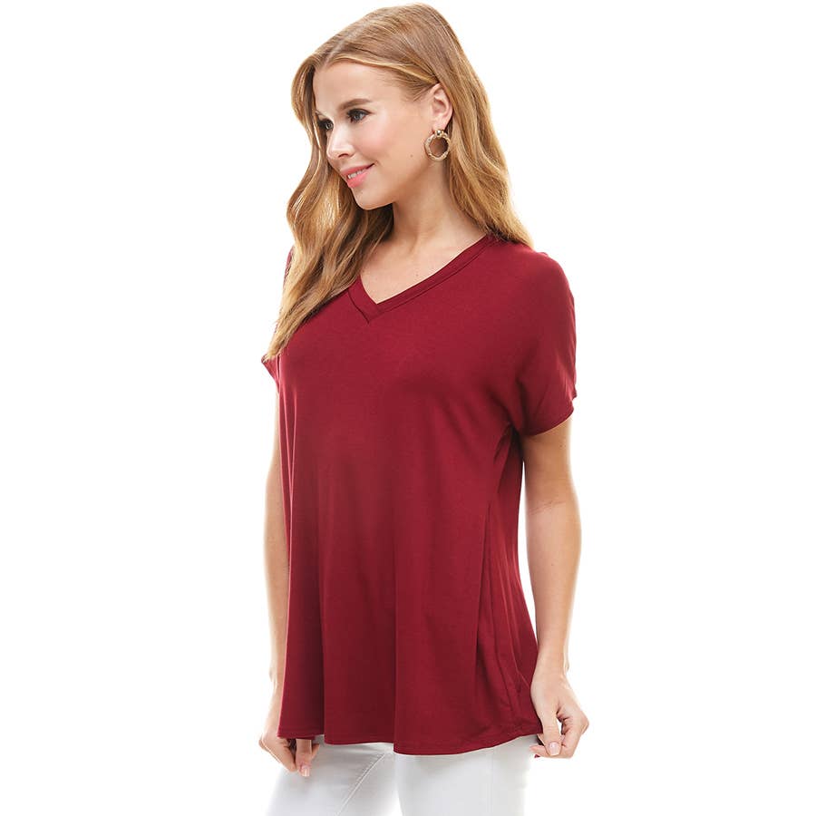 ATP-2318RS Women's Basic Cap Sleeve V-Neck Tunic | Made in USA | Azules Wholesale