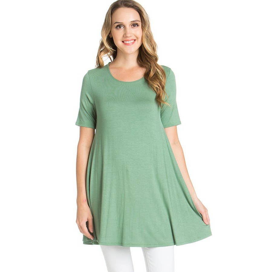 ATP-2268RS Short Sleeve A-Line Tunic | Made in USA | Azules Wholesale