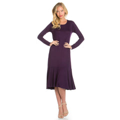 ADM-8258RS Ruffle Hem Long Sleeve Midi Dress | Made in USA | Azules Wholesale