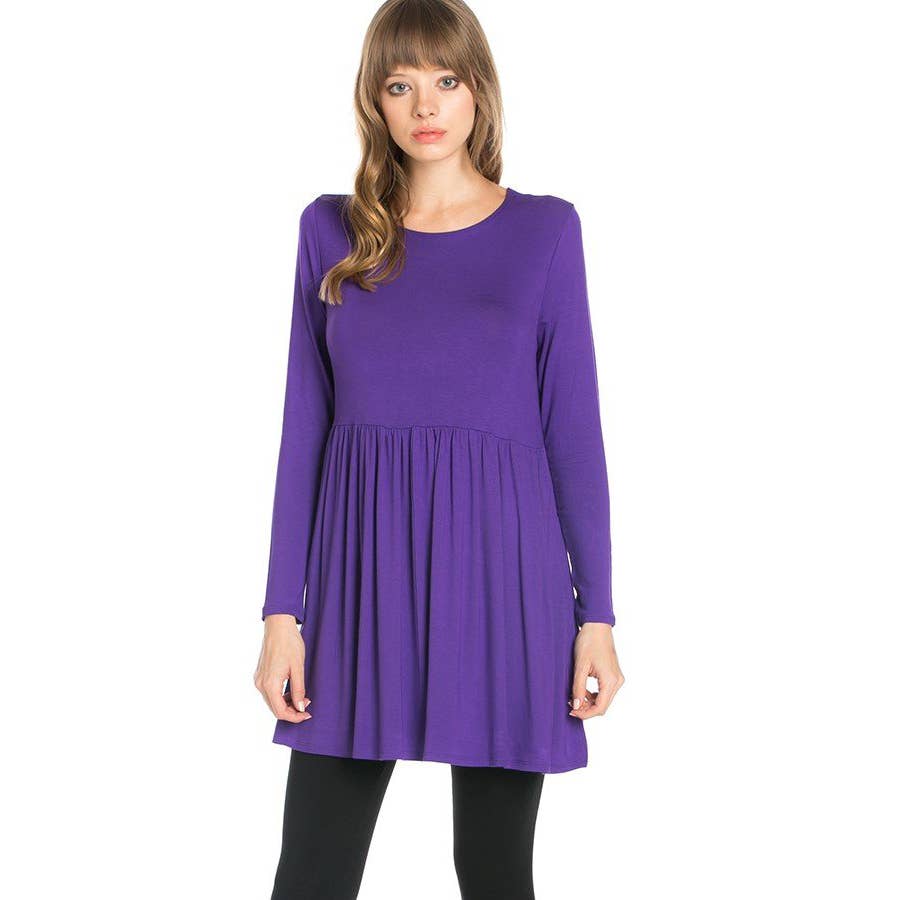 ATP-2271RS Long Sleeve Ruffle Hem Tunic | Made in USA | Azules Wholesale