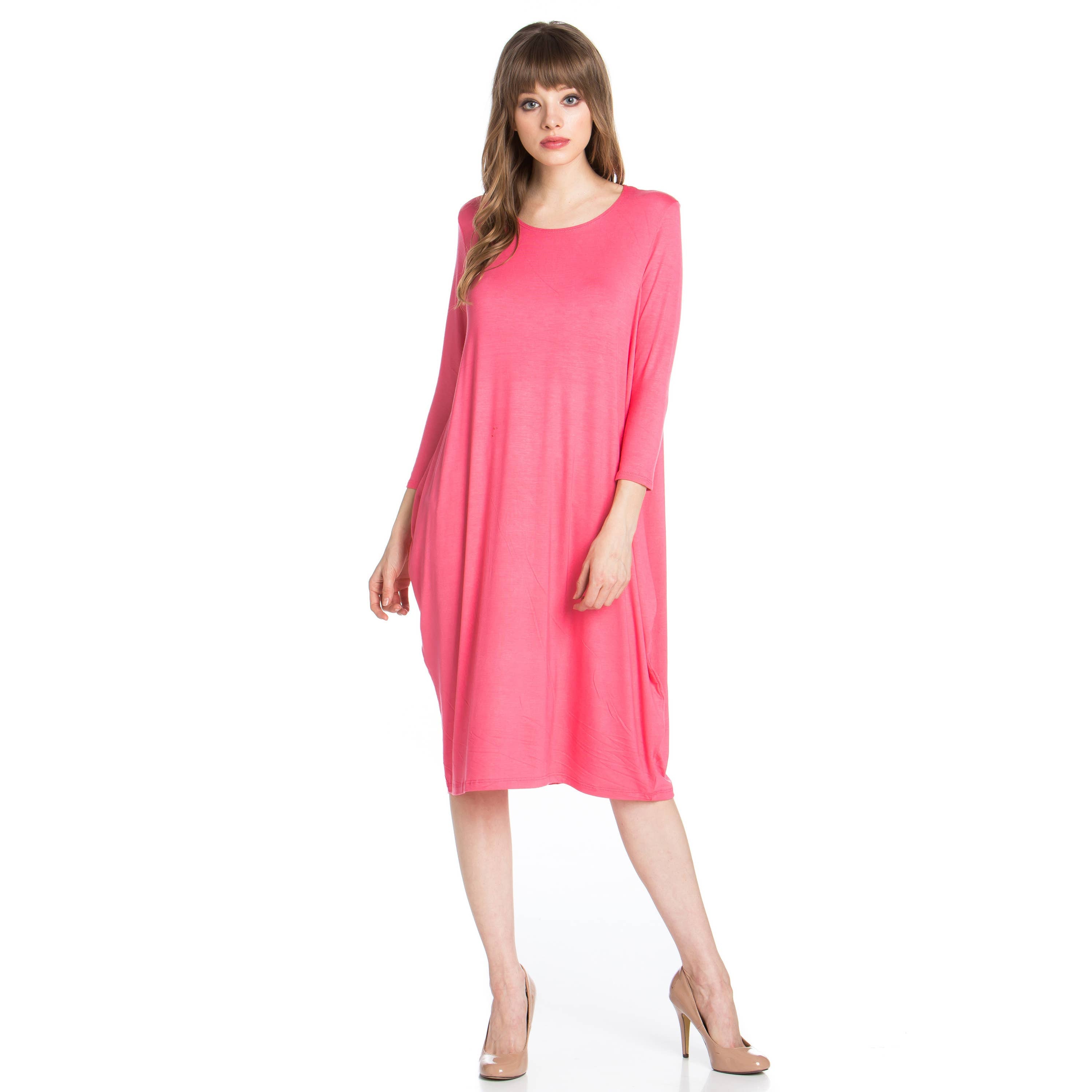 ADM-8255RS 3/4 Sleeve Midi Dress | Made in USA | Azules Wholesale