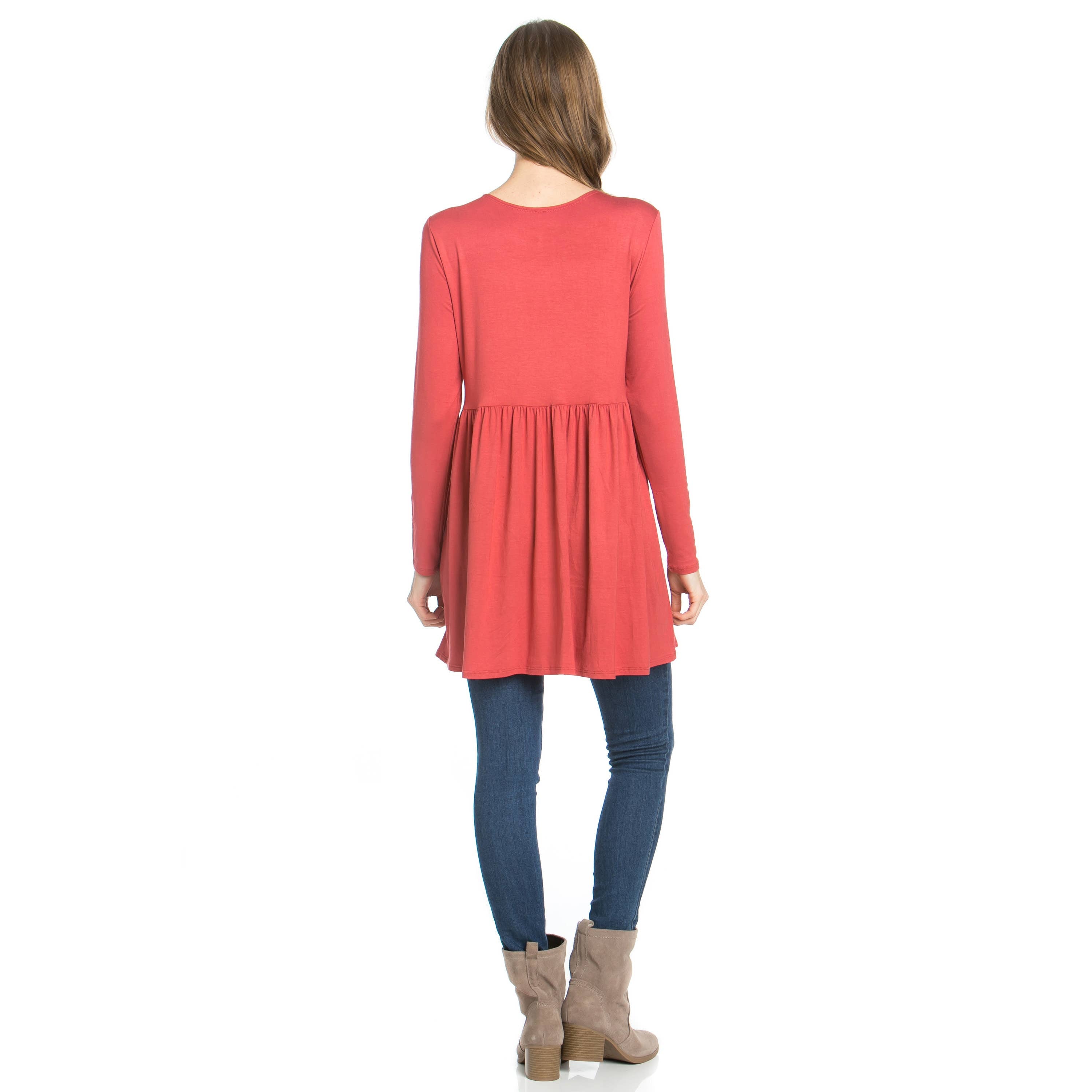 ATP-2271RS Long Sleeve Ruffle Hem Tunic | Made in USA | Azules Wholesale