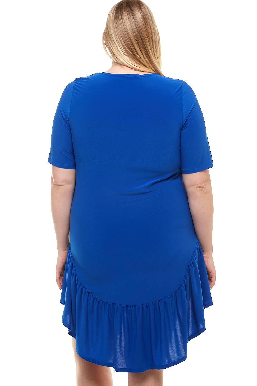 ADS-8265PSX Plus Size Mini Dress with Ruffle Hem | Made in USA | Azules Wholesale