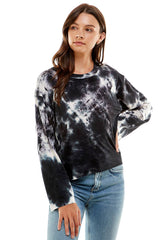 ATP-2336FT- Women's Tie Dye Raw Edge French Terry Top | Made in USA | Azules Wholesale