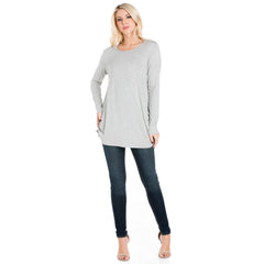 ATP-2304RS Long Sleeve Ruched Side Tunic | Made in USA | Azules Wholesale