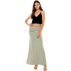 ASK-9001RS-Women's Stripe Comfort Maxi Skirt | Made in USA | Azules Wholesale