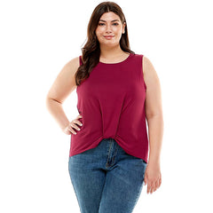 ATP-2320RSX-Plus Size Women's Sleeveless Front Twist-KnotTop | Made in USA | Azules Wholesale