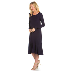 ADM-8258RS Ruffle Hem Long Sleeve Midi Dress | Made in USA | Azules Wholesale