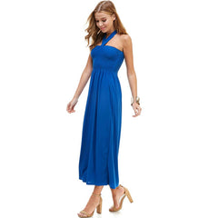 ADL-8268PS Halter Smocked Maxi Dress with Shirred Upper Top | Made in USA | Azules Wholesale