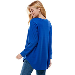 ATP-2321FT-Women's Oversized Long Sleeve Crew Neck Tunic | Made in USA | Azules Wholesale