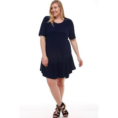 ADS-8265PSX Plus Size Mini Dress with Ruffle Hem | Made in USA | Azules Wholesale