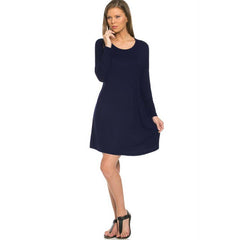 ADS-8225RS Long Sleeve Above The Knee Loose Fit Tunic Dress | Made in USA | Azules Wholesale