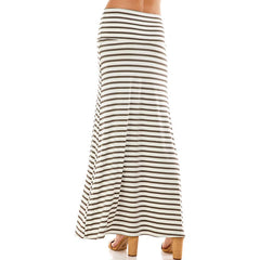 ASK-9001RS-Women's Stripe Comfort Maxi Skirt | Made in USA | Azules Wholesale