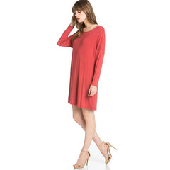 ADS-8225RS Long Sleeve Above The Knee Loose Fit Tunic Dress | Made in USA | Azules Wholesale