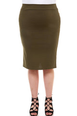 ASK-9014PTX Plus Size High Waisted Pencil Skirt | Made in USA | Azules Wholesale