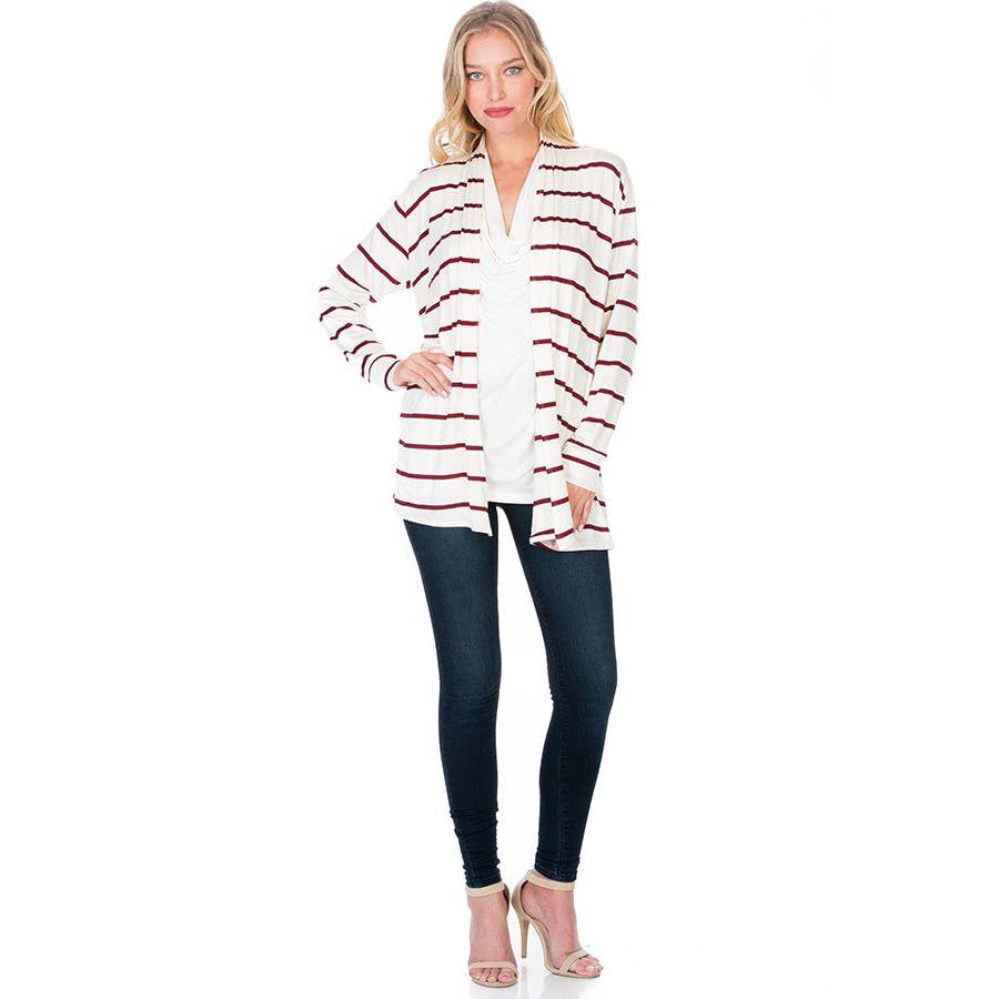 AJK-3003RS-STRIPE CASUAL CARDIGAN | Made in USA | Azules Wholesale