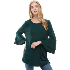 ATP-2314RS Rayon/Spandex Tunic With Double Layer Bell Sleeve | Made in USA | Azules Wholesale