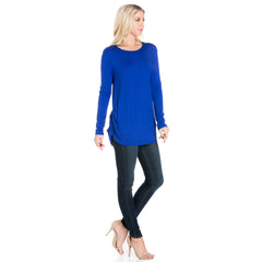 ATP-2304RS Long Sleeve Ruched Side Tunic | Made in USA | Azules Wholesale