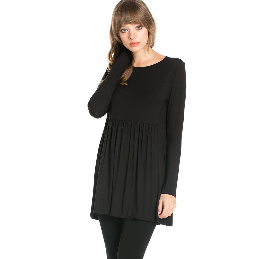 ATP-2271RS Long Sleeve Ruffle Hem Tunic | Made in USA | Azules Wholesale