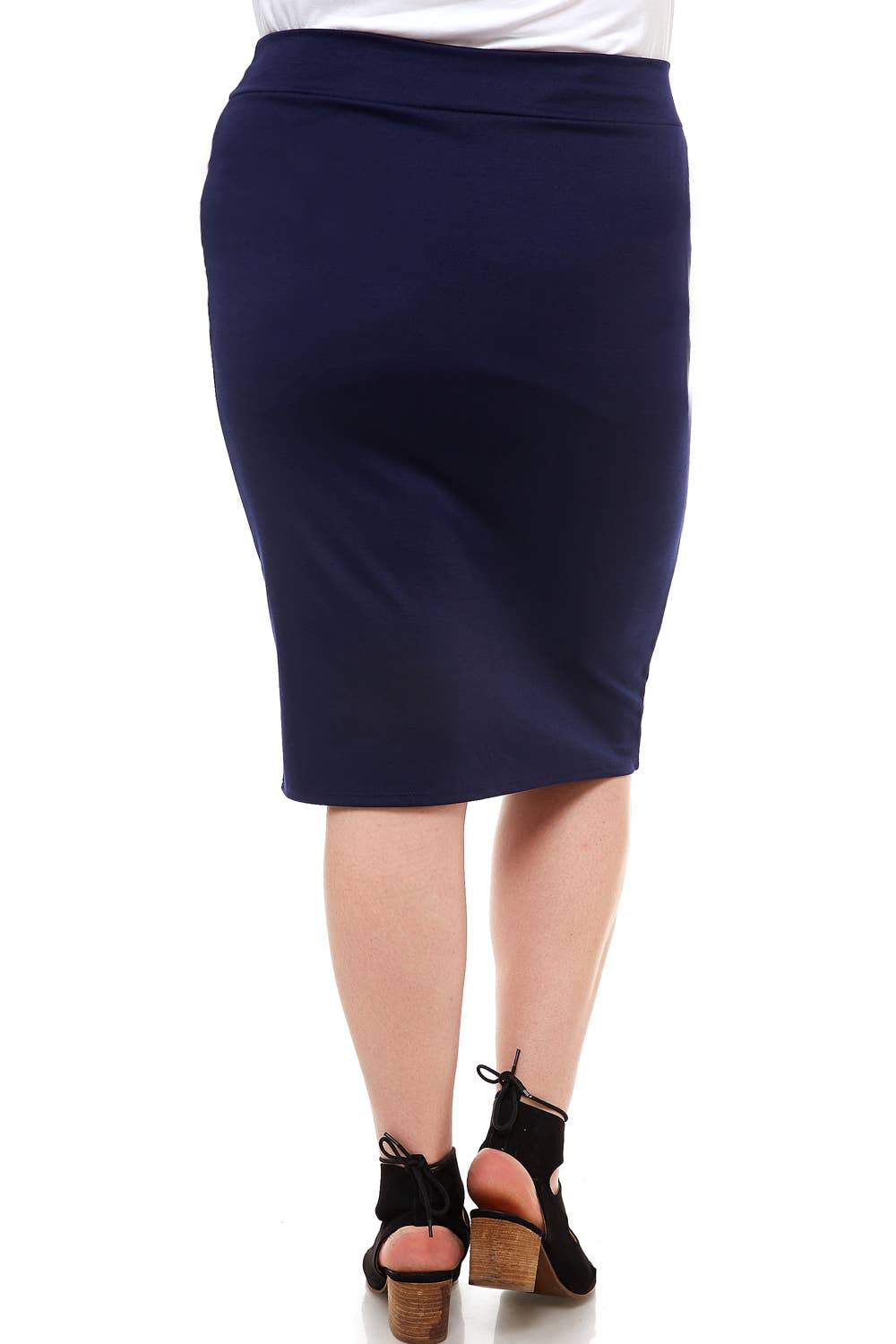 ASK-9014PTX Plus Size High Waisted Pencil Skirt | Made in USA | Azules Wholesale