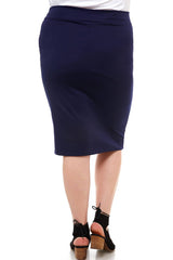 ASK-9014PTX Plus Size High Waisted Pencil Skirt | Made in USA | Azules Wholesale