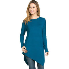 ATP-2262RS Asymmetric Crew Neck Long Sleeve Tunic | Made in USA | Azules Wholesale