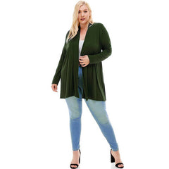 AJK-3001RSX Plus Size Long Sleeve Open Front Drape Cardigan | Made in USA | Azules Wholesale