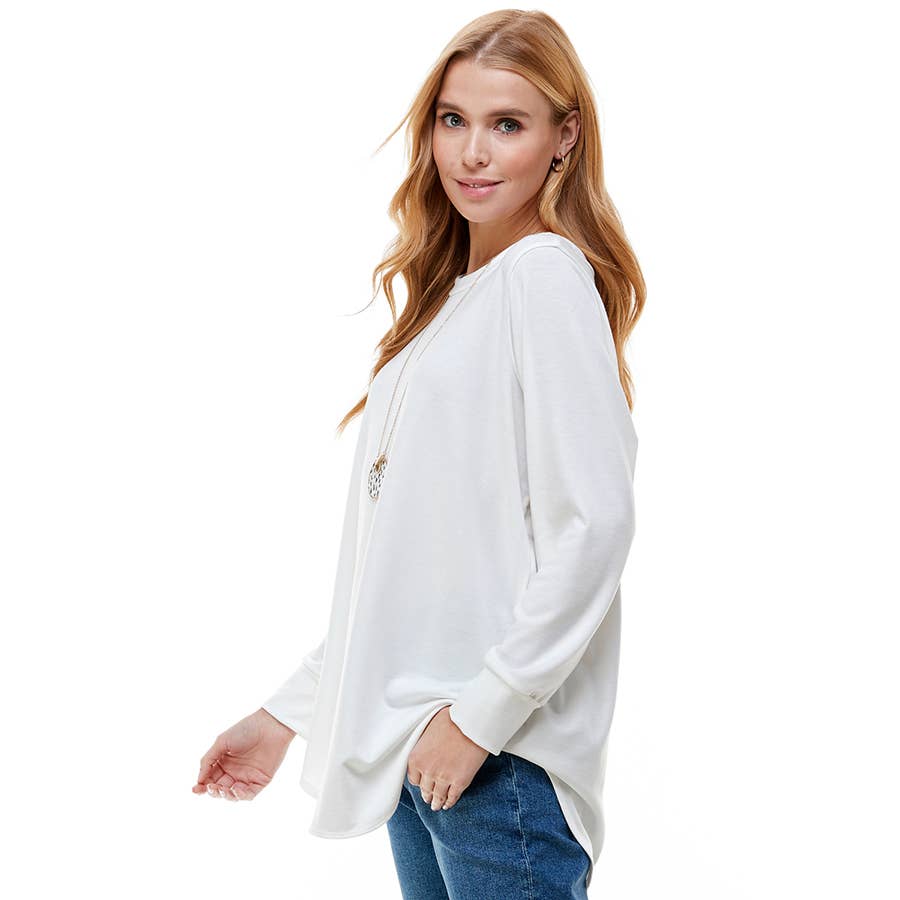 ATP-2321FT-Women's Oversized Long Sleeve Crew Neck Tunic | Made in USA | Azules Wholesale