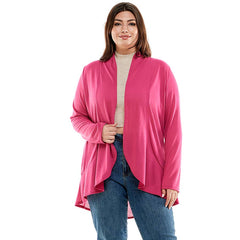 AJK-3016HCX-PLUS-Women's Long Sleeves Ruffled Hacci Cardigan | Made in USA | Azules Wholesale