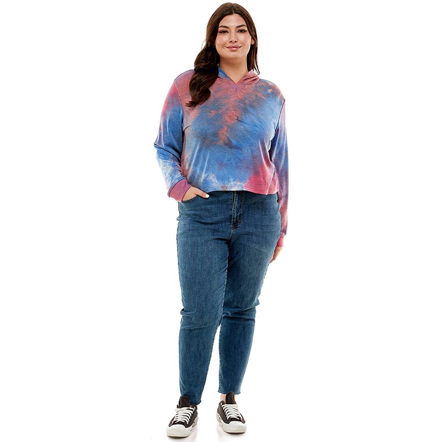 ATP-2332FTX-Plus Size Women's Hooded Long Sleeves Tie Dye to | Made in USA | Azules Wholesale