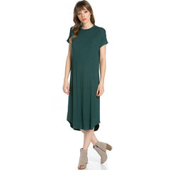 ADM-8252RS Loose fit Crew Neck Hem Midi Dress | Made in USA | Azules Wholesale