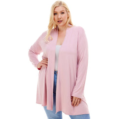 AJK-3001RSX Plus Size Long Sleeve Open Front Drape Cardigan | Made in USA | Azules Wholesale