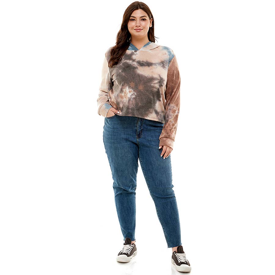 ATP-2332FTX-Plus Size Women's Hooded Long Sleeves Tie Dye to | Made in USA | Azules Wholesale