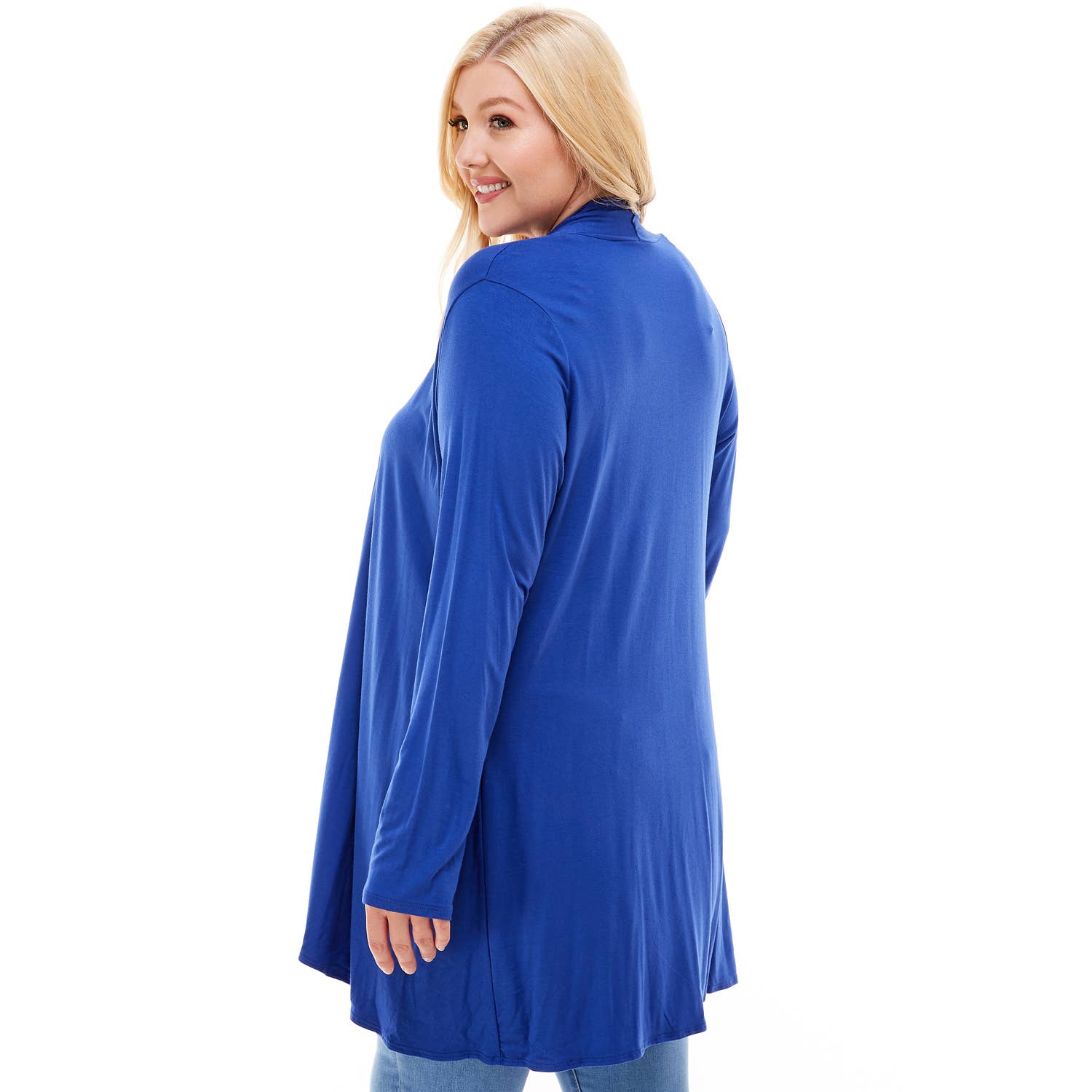 AJK-3001RSX Plus Size Long Sleeve Open Front Drape Cardigan | Made in USA | Azules Wholesale